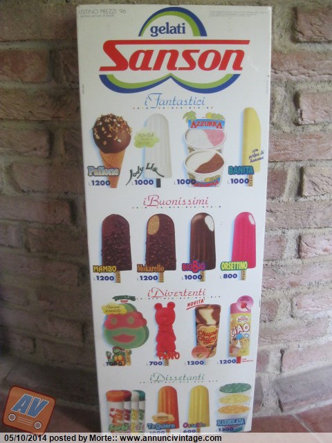Tabella gelati Sanson 1996 con TARTARUGHE NINJA ...