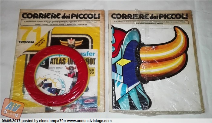 SIGILLATO CON GADGET CORRIERE DEI PICCOLI N°8 1979 ATLAS UFO ROBOT GOLDRAKE 