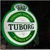 VINTAGE RARA INSEGNA LUMINOSA A NEON DA ESTERNO TUBORG BEER PERFETTA